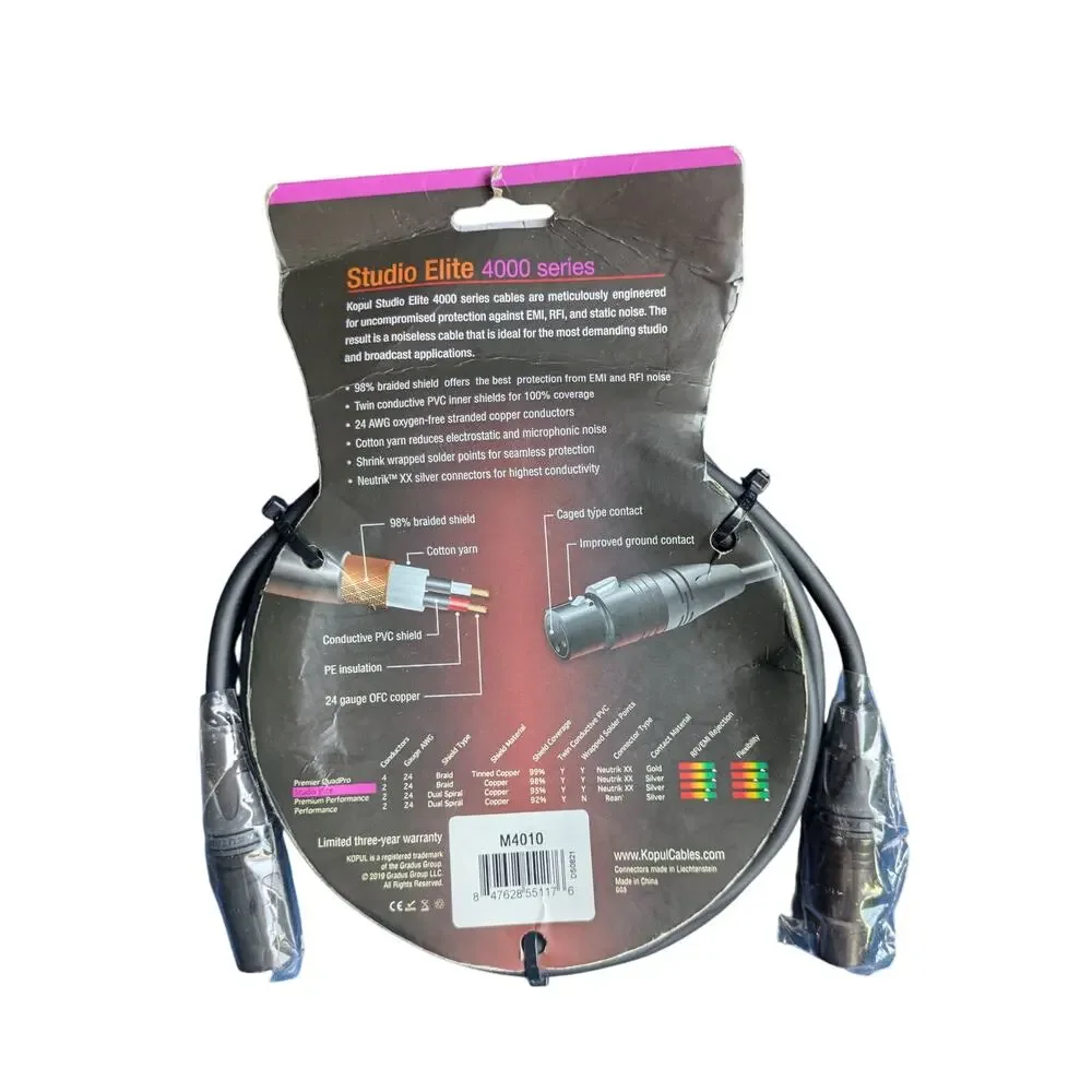 Kopul Studio Elite 4000 Series XLR M to XLR F Microphone Cable - 1.5'(.5m